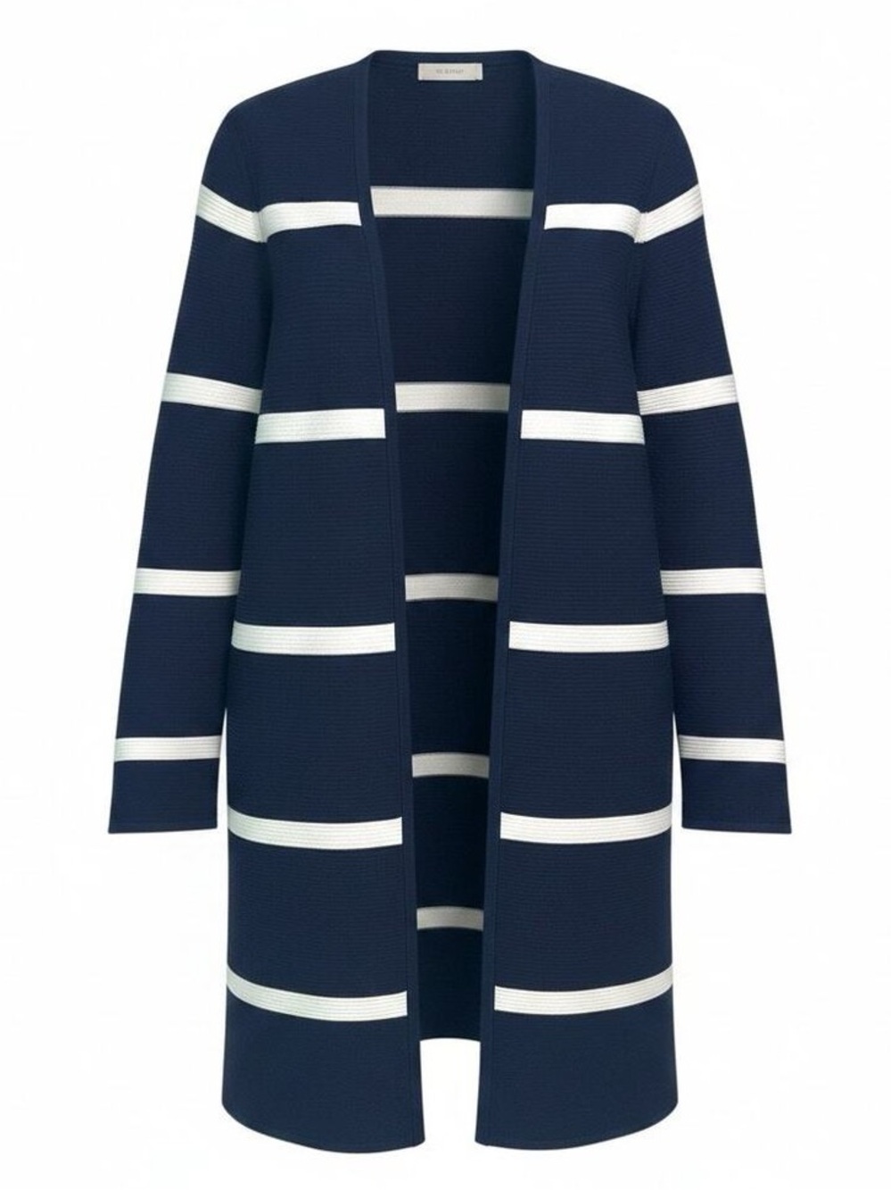 Talbots Navy and White Striped Open Cardigan